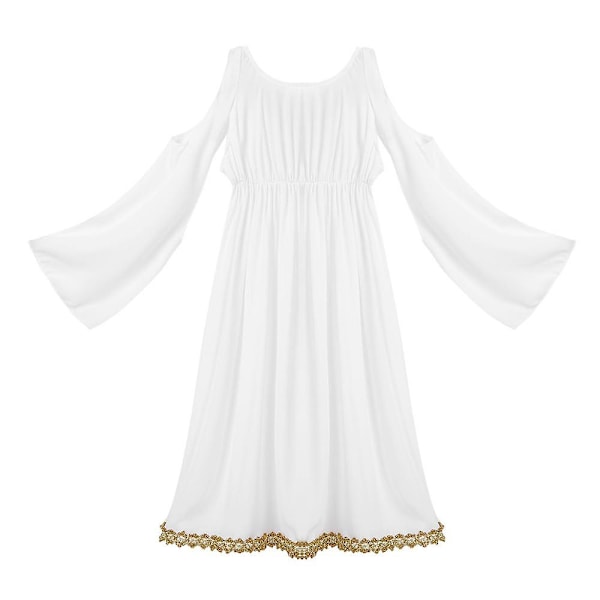 Romersk Gresk Athena Gudinne Cosplay Kjole Jenter Gullklipp Halloween Kostyme Rollespill Fest Lang Maskerade Kjole S