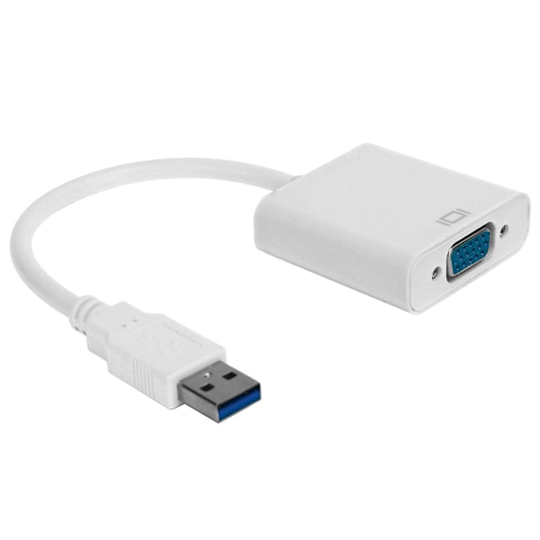 USB3.0 til VGA-adapterkabel 1080P HD-konverter Eksternt videokort Hunkøn 15-benet Hvid