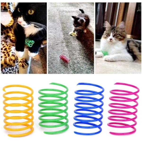 20 stycken kattleksaker, leksaksspiral fjädrar nyhet husdjursleksak färgglada spiralfjädrar fjäder spiral för katt