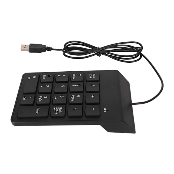 Kablet talltastatur Svart USB-tilkobling 18 taster Stille Plug and Play Glattende numerisk tastatur for bankkontor Spill