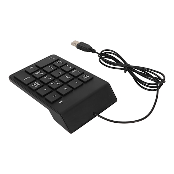 Kablet numerisk tastatur sort USB-tilslutning 18 taster stille plug and play udjævning numerisk tastatur til bankkontorspil