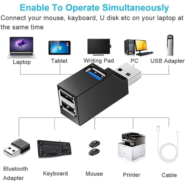 USB 3.0-hubb 3 portar bärbar adapter höghastighetsutvidgning multi USB-hubb splitteradapterkabel