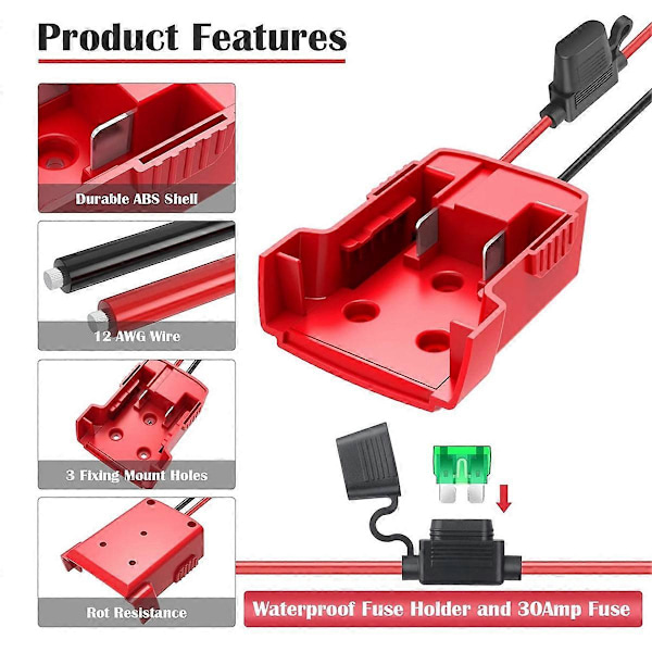 2-pak Power Wheel-adapter til Milwaukee M18 Batteriadapter -FD1--O-