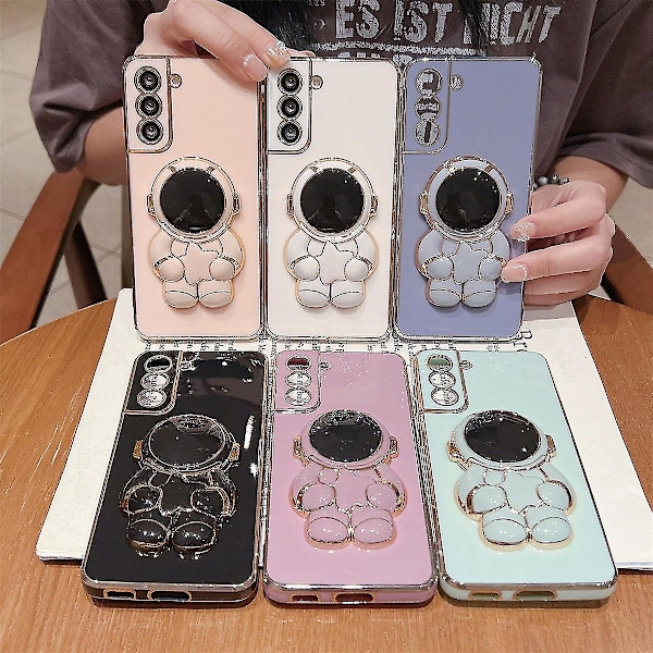 6d Plating Astronaut Skjult Stativ Deksel Kompatibel Samsung Galaxy S23 Ultra/s23 Plus/s23 Med Kamerabeskyttelse Rosa-FQ3- Pink S23 Plus