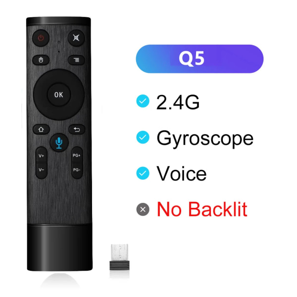 Q5 Air Mouse Remote 2.4G trådlös röstfjärrkontroll för Smart TV Android Box Projektor G10S G10S Fjärrkontroll Q5