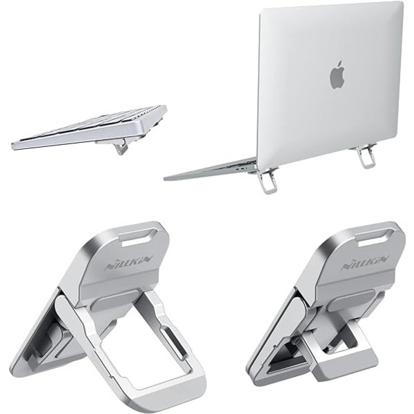 2PC Invisible Laptop Stand with Non-Slip Silicone, Foldable Portable Riser Compatible with Laptops
