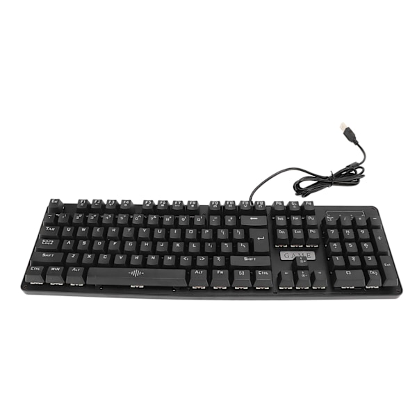 Mekanisk Gaming-tastatur med ledning, RGB-bakgrunnsbelyst, 104 taster, ABS blå bryter-tastatur for datamaskin DC 5V