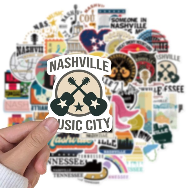 50 stk. Cartoon Nashville Tennessee Stickers Æstetik DIY Telefon Motorcykel Laptop Kuffer Cool Fashion Graffiti Sticker 50pcs-Random