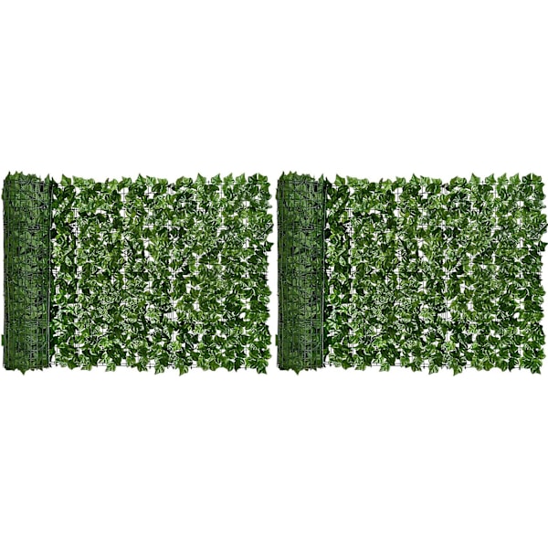 2x Kunstig Efeu Privatlivsskærm, 300x50cm Kunstig Hæk og Falsk Efeu Vinstok Blad D -AD12--O-