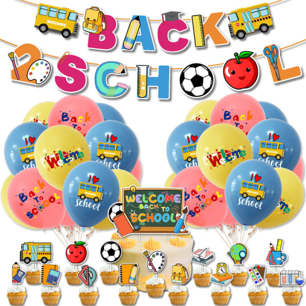 2023 ny skolfest dekoration set tillbaka till skolan homecoming säsong banner tårta insats ballong A