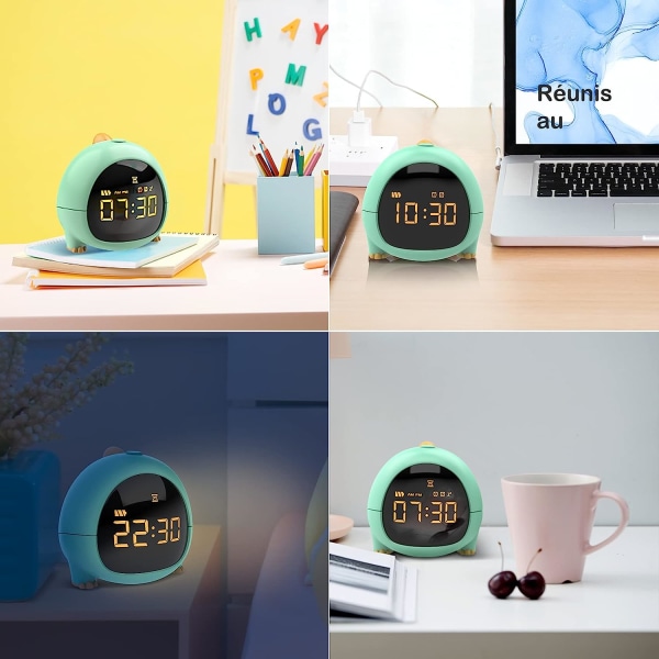 Väckarklocka, LED-väckarklocka för barn, USB-laddningssäckarklocka, multifunktionellt justerbart nattljus Countdown Girl Boys