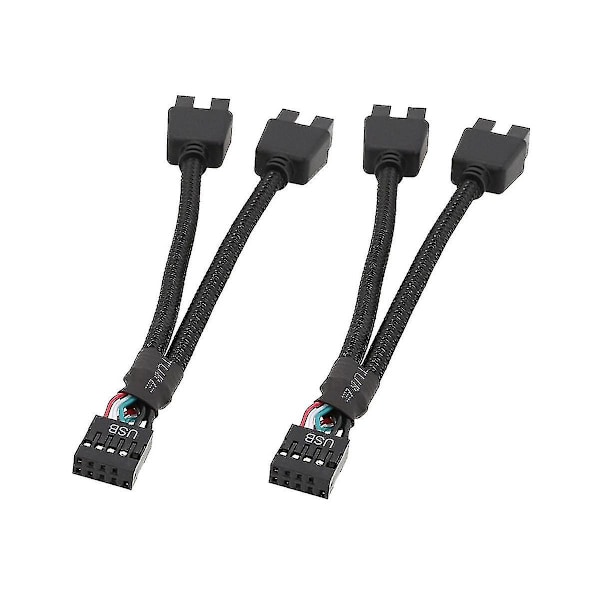 2 kpl tietokoneen emolevyn USB-jatkokaapeli 9-pin 1 naaras 2 uros Y-haaroitin ääni Hd-jatkokaapeli