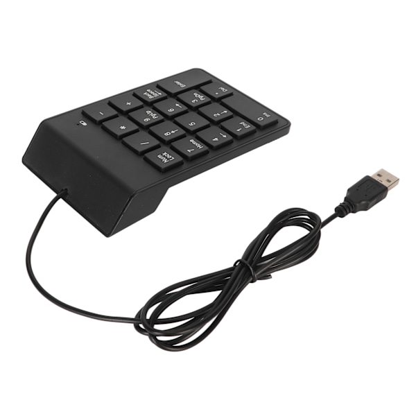 Kablet talltastatur Svart USB-tilkobling 18 taster Stille Plug and Play Glattende numerisk tastatur for bankkontor Spill