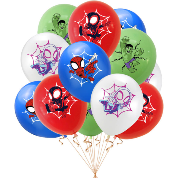 Marvel Friends födelsedagsfestdekorationer Spider-Man dra flagga tårtinsats ballong festtillbehör B