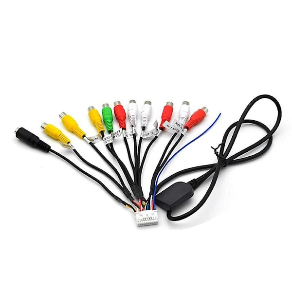 Bilstereo Radio RCA Utgångskabel Tråd Aux-ingång Adapter Subwoofer/Förstärkare 3.5mm Hona 20-Pin Kabelhärva