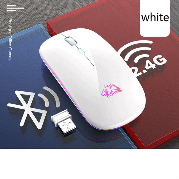 Rechargeable Wireless Mouse, 7 Color Backlit Mouse with Mini 2.4 GHz USB Receiver, Gaming Mouse