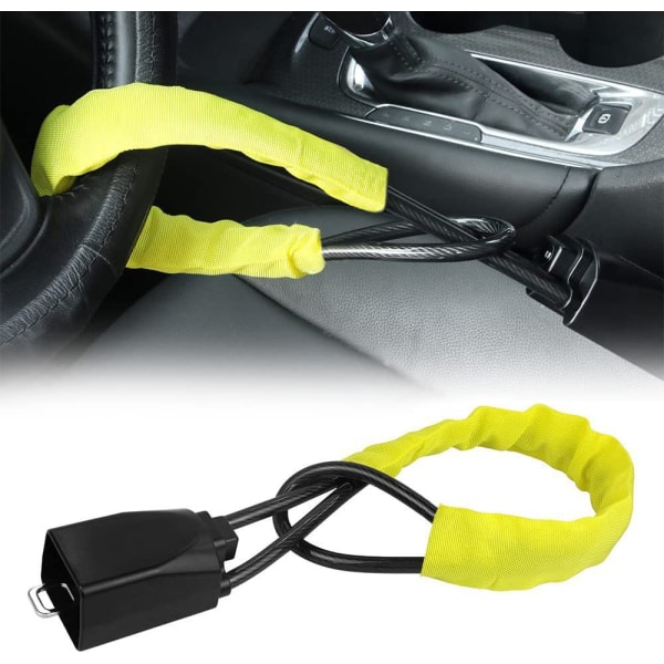 Stålbeskyttelse for bilar, Stöldbeskyttelse for bilar, Bilrattlås, Robust, Universal Fit, 3 nycklar (gul)