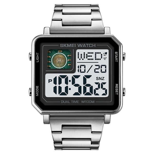 Herrarmband av kvartsklocka med multifunktions 24H kalenderläder Armbandsur