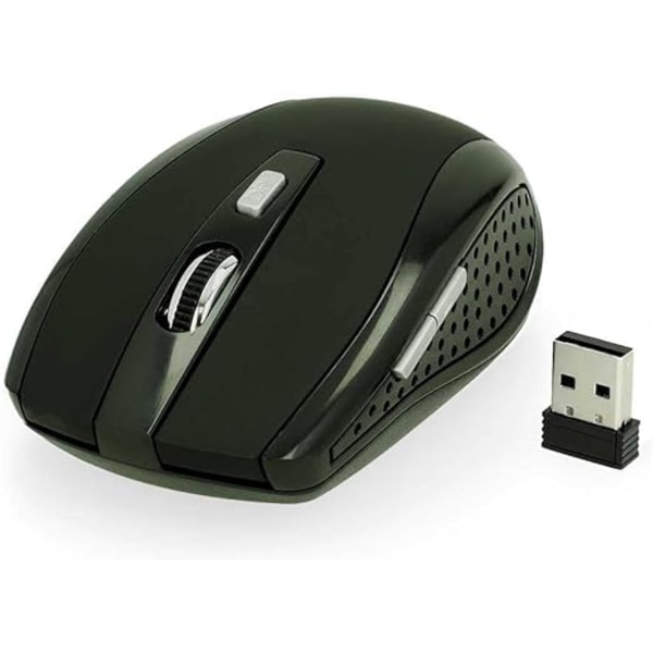 Langaton optinen hiiri, 6 painiketta, USB-vastaanotin, 1600 dpi, PC-tietokoneelle, kannettavalle tietokoneelle, mattamusta langaton hiiri