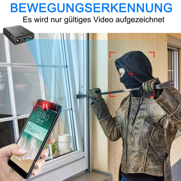 Minsta spion WiFi-kamera, HD1080P trådlös fjärrkamera