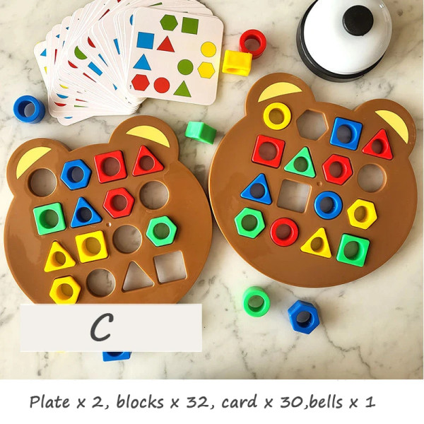 Lapsille sopivat palapelilelut värit geometrisen muodon palapelit lautapelit varhaiskasvatuslelut lapsille taistelupelit C with box