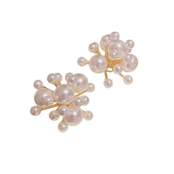 gold crystal pearl earrings,flower pearl dangle earrings,jewelry cluster earrings