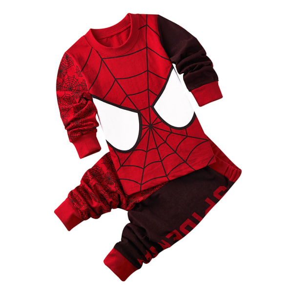 2 kpl setti Spider-Man Pyjama Lapset Super Pehmeä T-paita Housut A 110CM