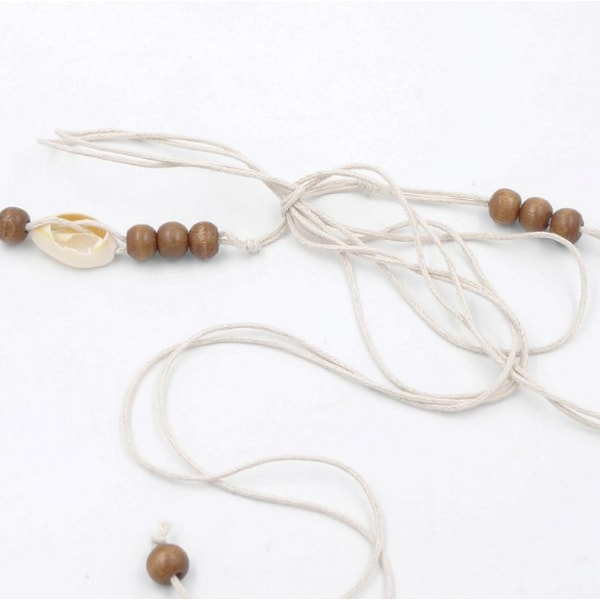Perlebesat dekorativt bælte i bohemestil til kvinder elastisk bånd etnisk flettet bælte tyndt bælte farverig talje