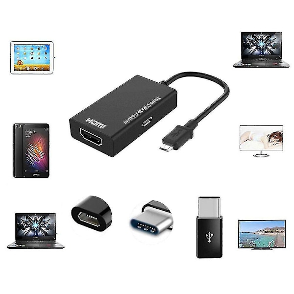 Micro USB till HDMI 1080p HD TV-kabeladaptrar för Android-telefon S2 I9300 S4 I9500 Note2 N7100