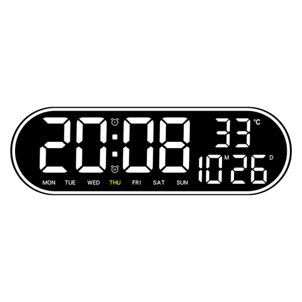 Digital väggklocka med stor display, väckarklocka med fjärrkontroll, lysande digitalklocka, datum, veckodag och temperatur elektronisk klocka