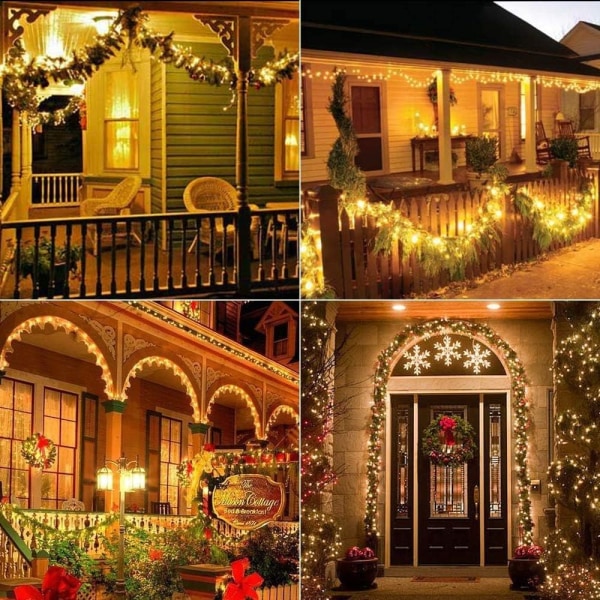 Solar utomhusljusslinga, 30M 300 LED vattentät utomhusgirlander dekorationsljus för trädgård, balkong, terrass, bröllop, jul, fest - varmvit