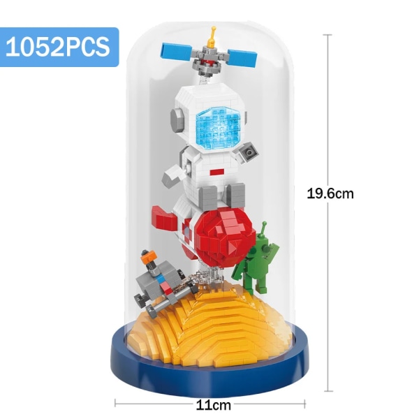 Space Micro byggeklodser Spaceman Diamond Mini mursten med displayboks LED lys MOC Constructor Legetøj til børn Børn Gaver MY95011
