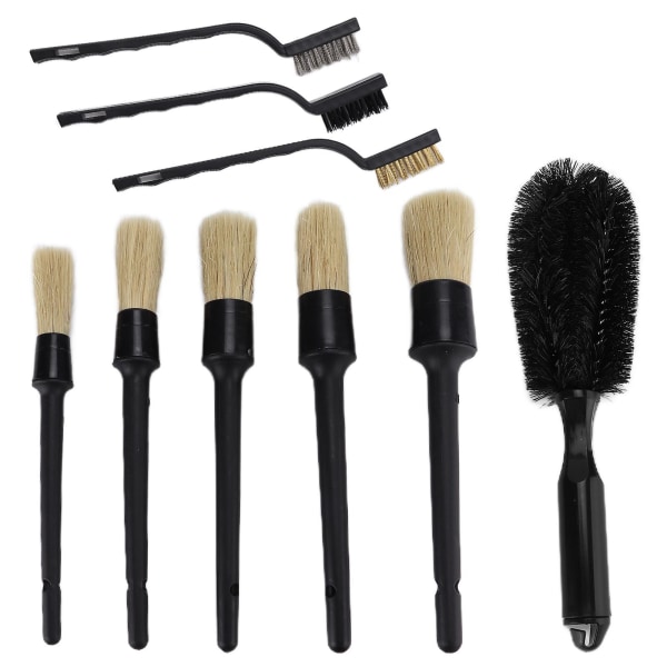 Car Detailing Brushes Kit - 9pcs Cleaning Tool for Interior Exterior Wheels Dashboard