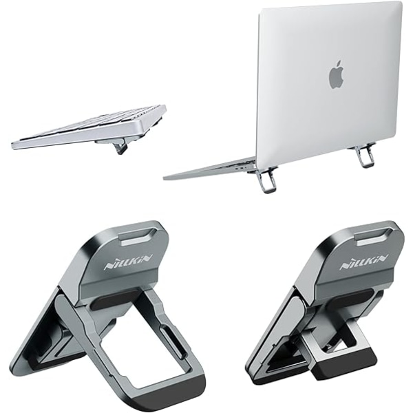 2PC Invisible Laptop Stand with Non-Slip Silicone, Foldable Portable Riser Compatible with Laptops