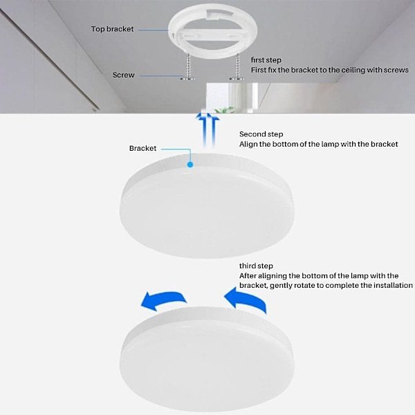 LED loftslampe med bevægelsessensor, moderne rund loftslampe
