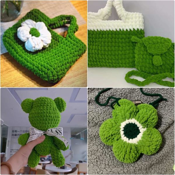 Stickgarn 4x Stickgarn för Virkning, Mjukt Chunky Garn för Garnprojekt Yellow green