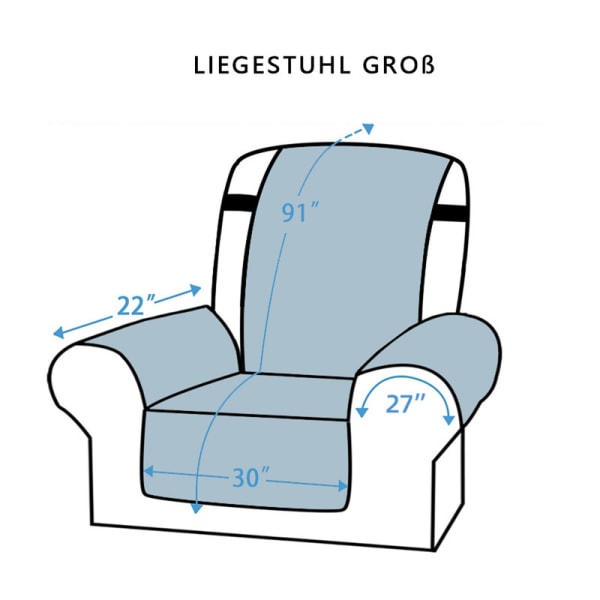 Vandtæt og skridsikkert sofasædebetræk med elastiske bånd Vaskbart sofasædebetræk Svart Recliner XL Sofa Cover