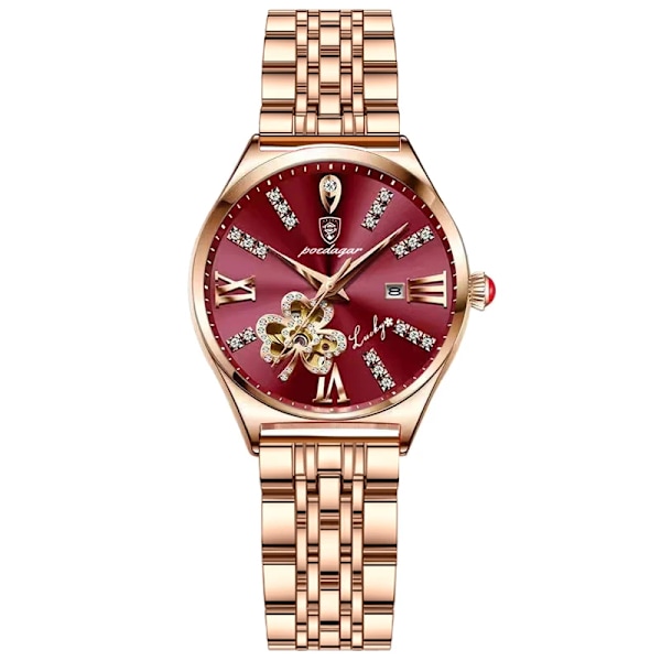 POEDAGAR Ur Mode Luksus Bordeaux Quartz Ure Vandtæt Rustfrit Stål Plet Damer Armbåndsur Romantisk Kæreste Gave Red(.430)