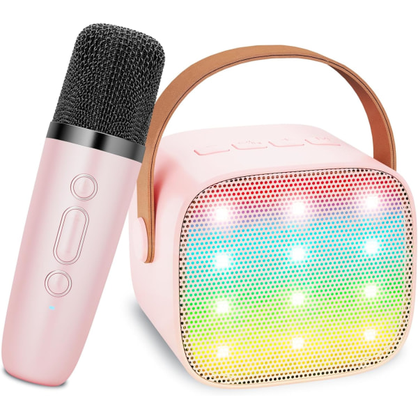 Bluetooth Karaoke Kids Karaoke with 1 Microphone Portable Bluetooth Speaker with LED Lights Gift for Children