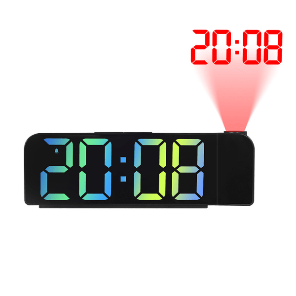 Nyt 3D-projektionsvækkeur LED-spejdisplay Desktop-kontorvækkeur med snooze-funktion (til hjemmet soveværelse skrivebord)