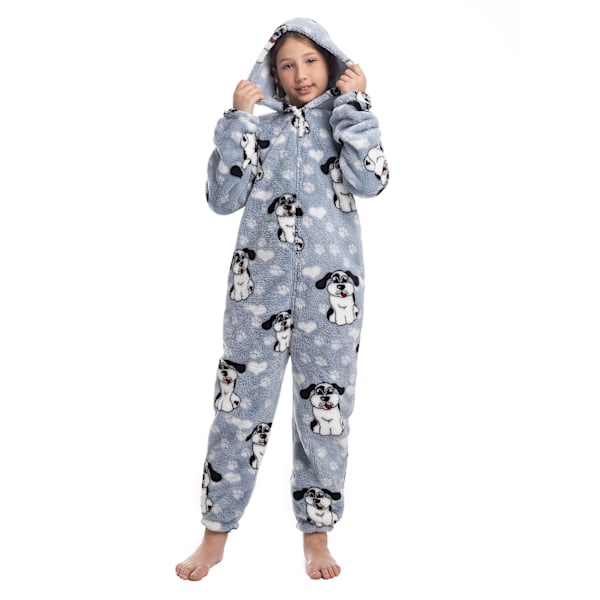 Barn Onesie Pyjamas Sött Mönster Tryck Dragkedja Unisex Mjuk med Huva För Vinter Höst Typ 2