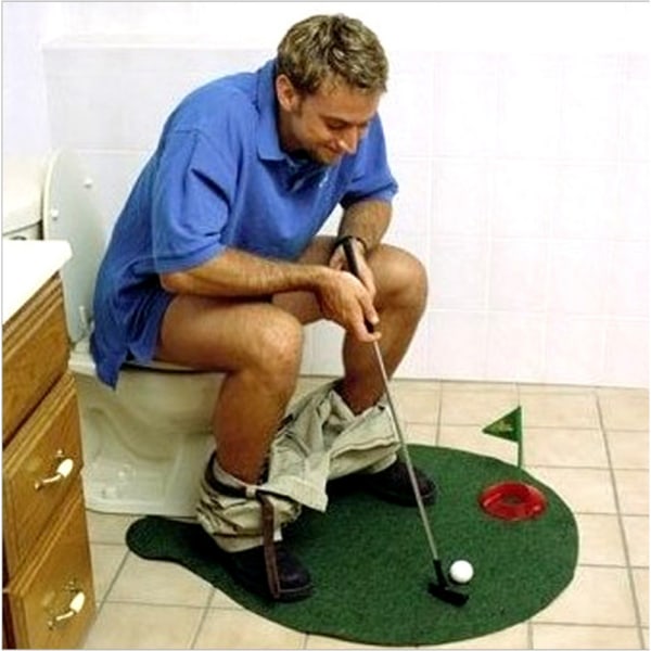 Toalettgolfspel - træne minigolf i toiletter/badrum - bra toilettid Roliga for golfare