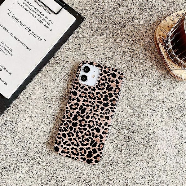 Leopard Cheetah Print telefoncover til Iphone 12 og 12 Pro Girly Design Blødt fleksibelt beskyttende luksuriøst gummigel cover (iphone 12/12 Pro){HH}