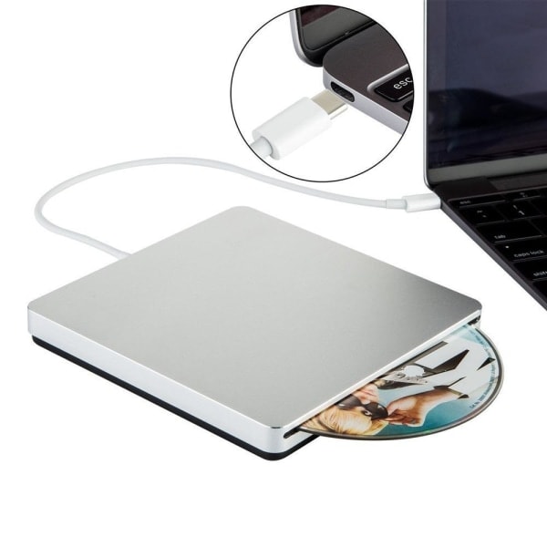 Ekstern CD/DVD-leser TYPE-C 2.0, Sølv