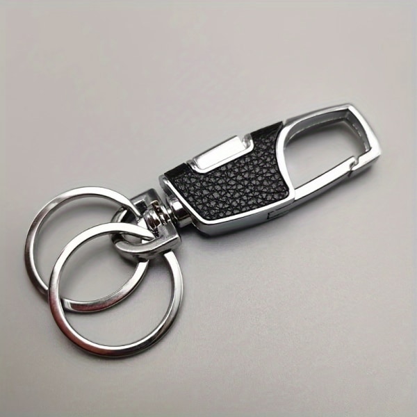 High-end metall bilnyckelring, en tryckning och öppna Kreativa mäns anti-förlorade midja hängande konstläder nyckelring Lås nyckelring black