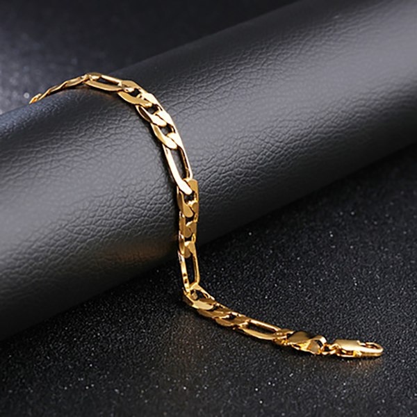 Men Gold Bracelet Fashionable Sturdy Copper Plated 18K Stainless Steel Gold Chain Bracelet