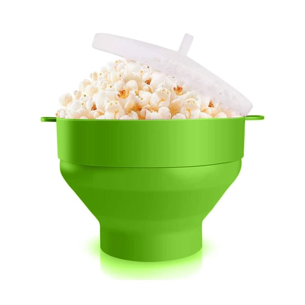 Popcornskål silikon hopfällbar grön
