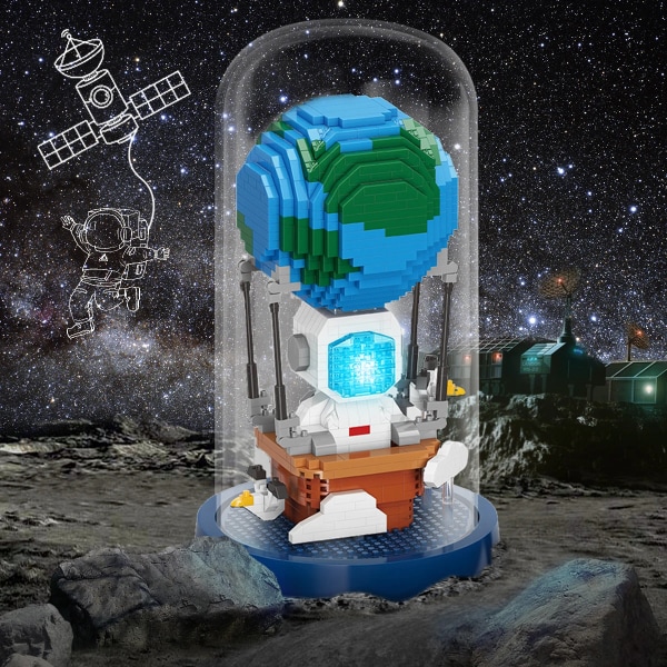 Space Micro byggeklodser Spaceman Diamond Mini mursten med displayboks LED lys MOC Constructor Legetøj til børn Børn Gaver MY95007