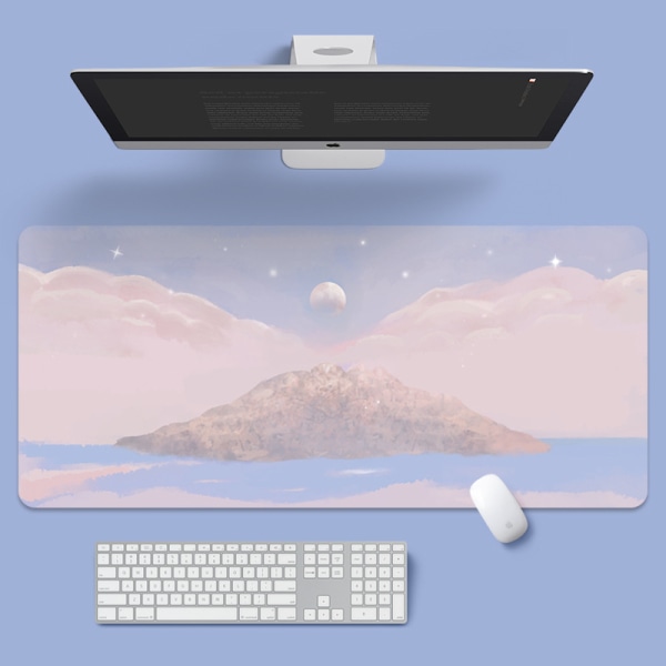 Överdimensionerad musmatta med tecknad natur Laptop Locked Edge Soft Pad Molnig Moon Bay 900*400*2mm