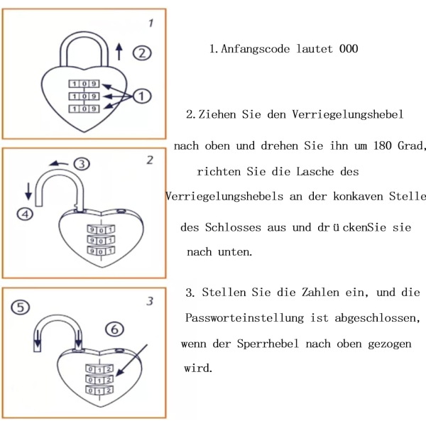 Hjärtformat hänglås med digital kod, rött, litet 3-siffrigt kombinationshänglås för resväskor, skåp, skåp, ryggsäckar, 2-pack